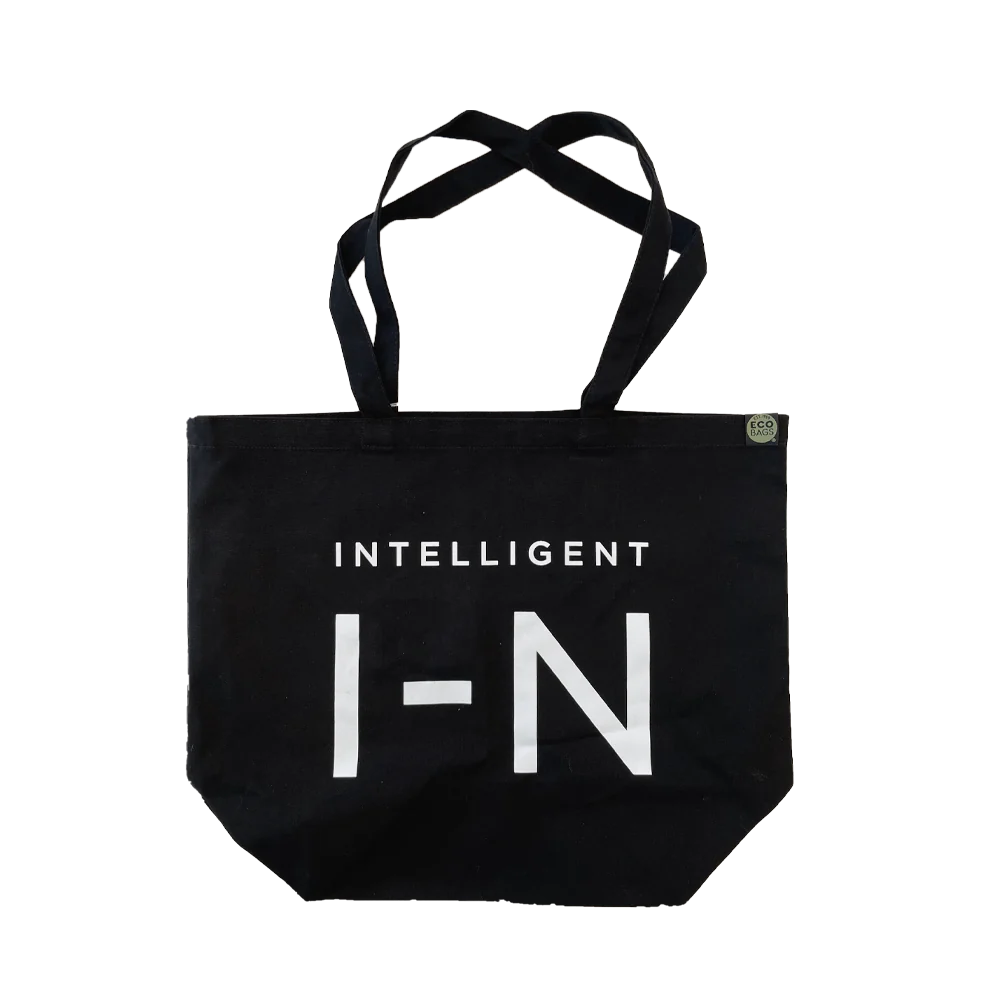 Large Certified Organic Cotton I-N Logo Black Bag