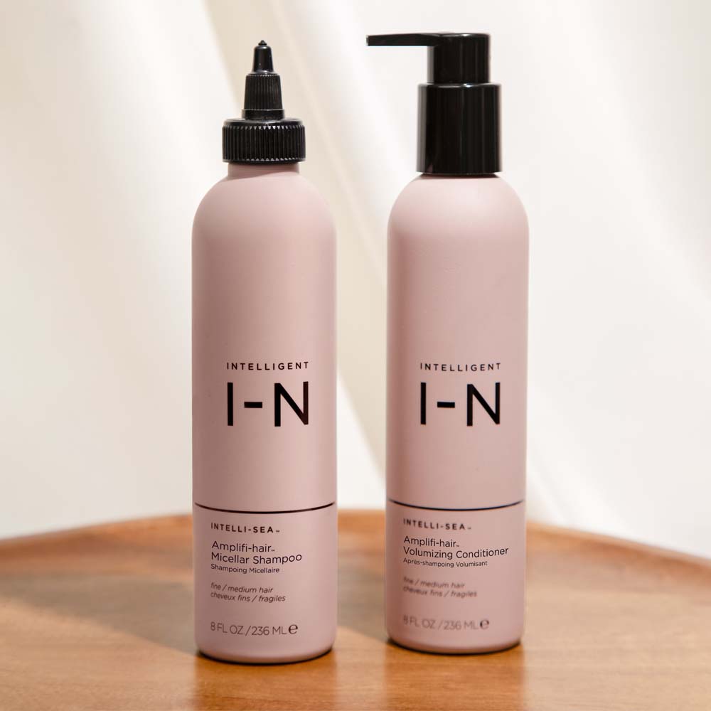 NEW! Natural plant based sulfate free Amplifi-hair Micellar Volumizing Shampoo & silicone free Conditioner for fine flat limp hair